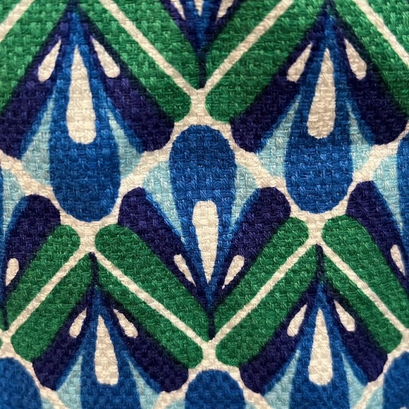 Boden Dress Sheath Emerald Deco Career Colorful Green Blue Belted Lined Size 12 - Picture 2 of 15